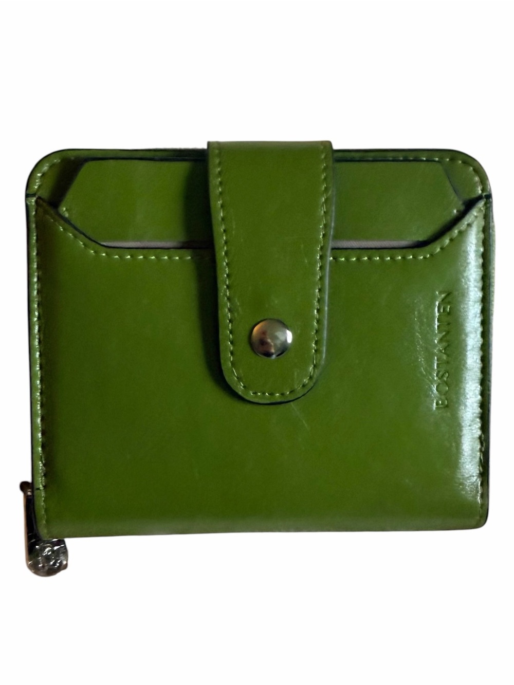 Bostanten RFID Olive Green Leather Snap Wallet